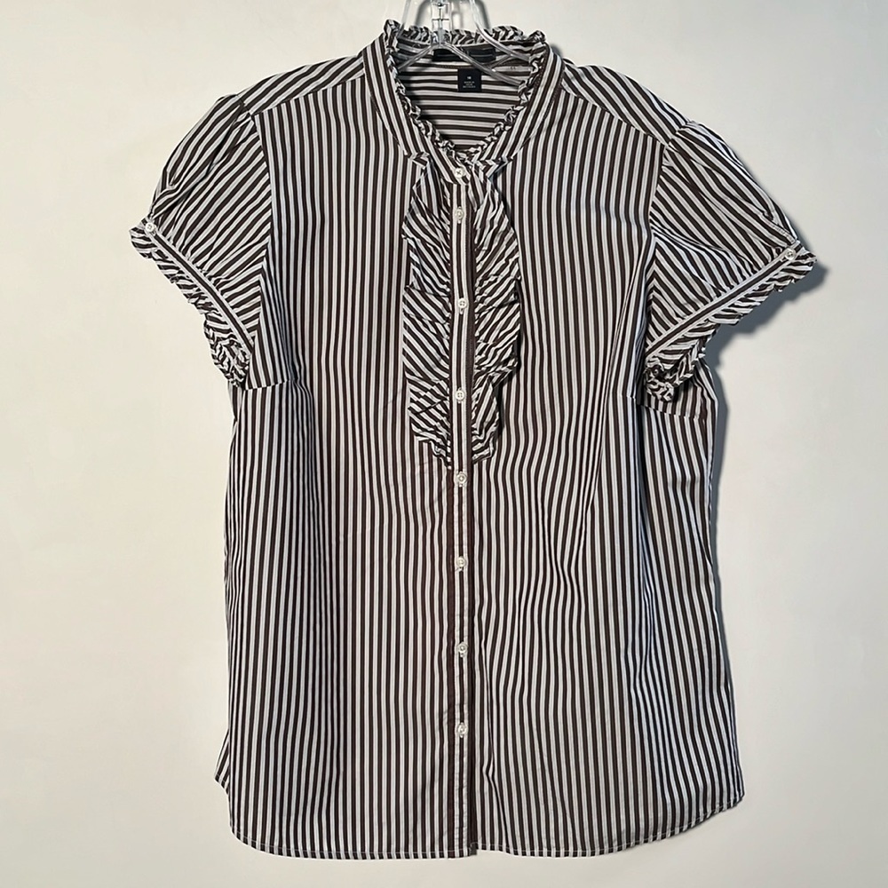 GAP Brown and White Striped Blouse
